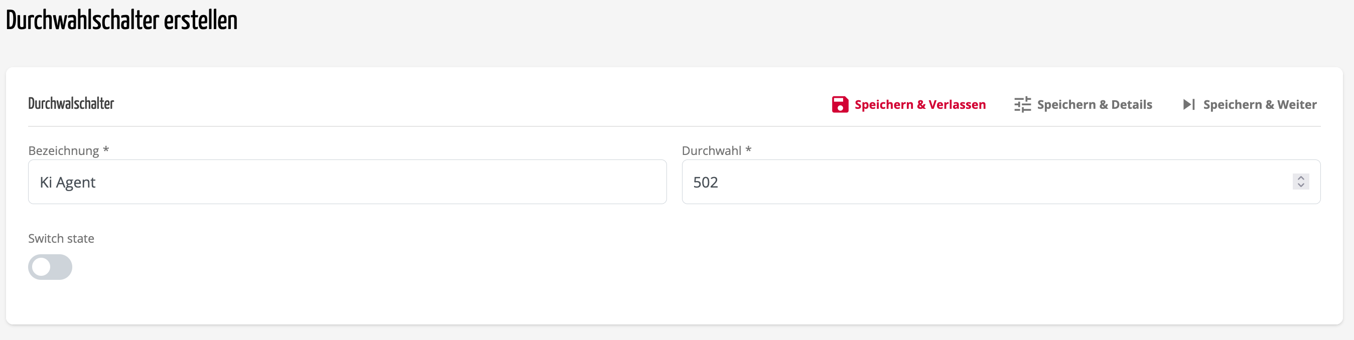 Durchwahlschalter erstellen