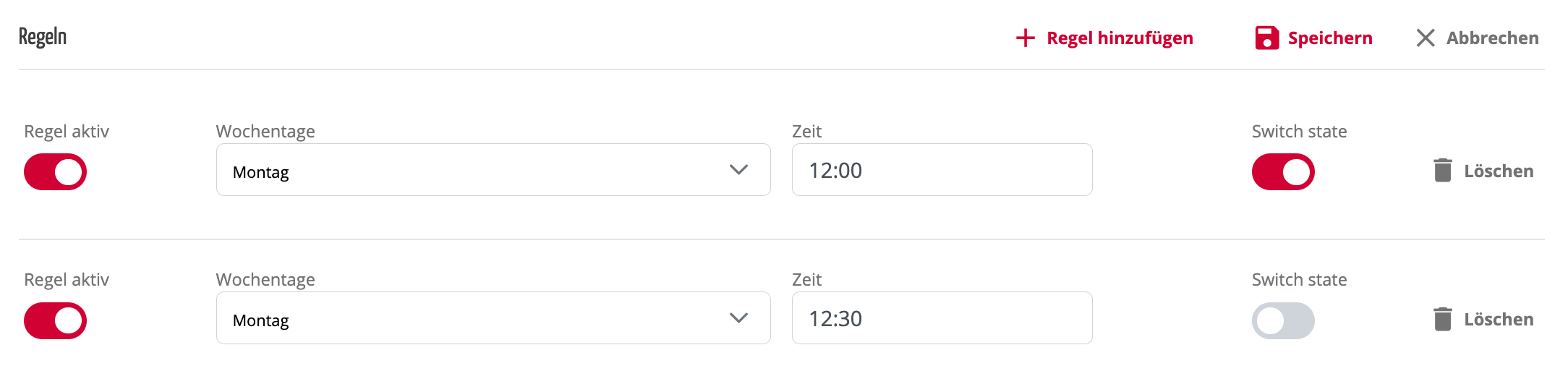 Zeitgesteuerten Durchwahlschalter Regeln erstellen