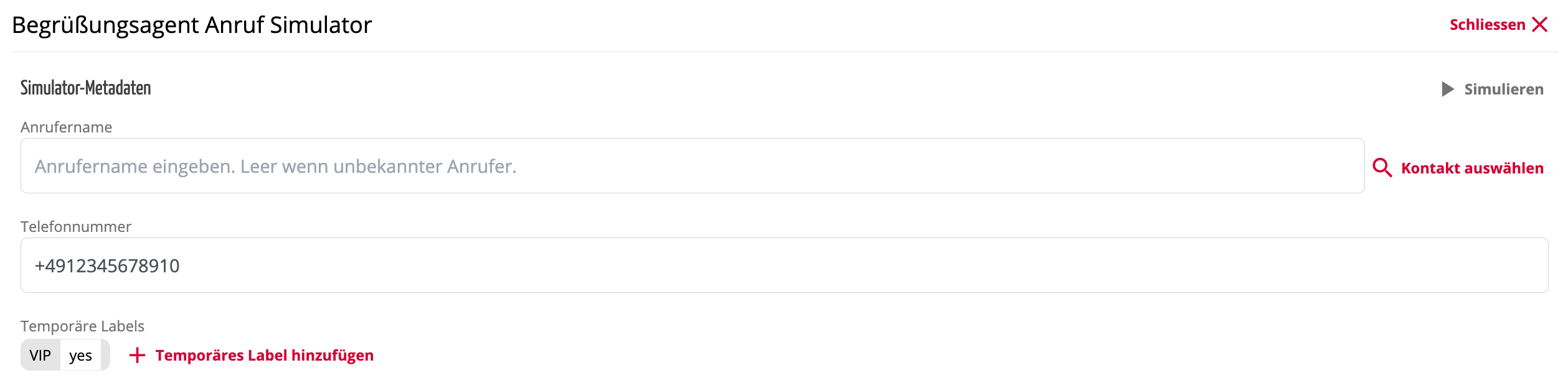 Begrüßungsagent Simulator