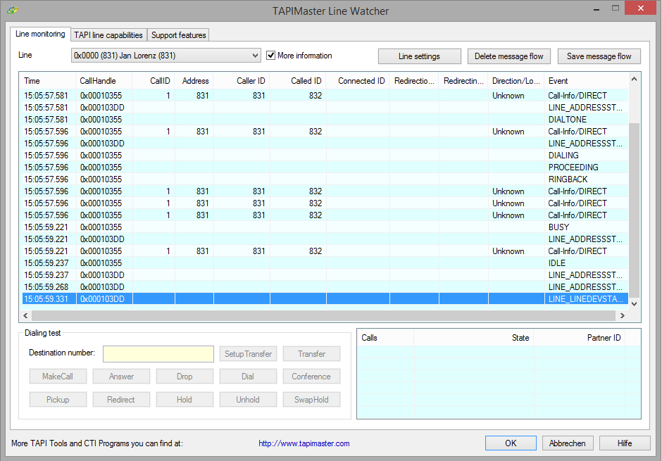 Line Watcher Output öffnen