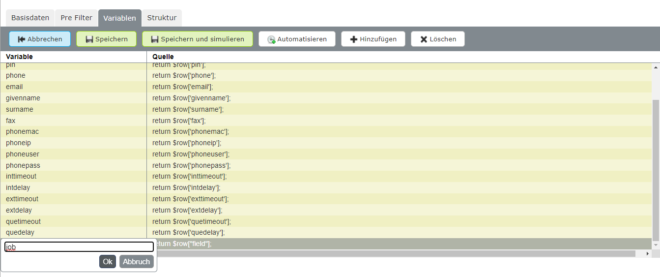 Neue Variable