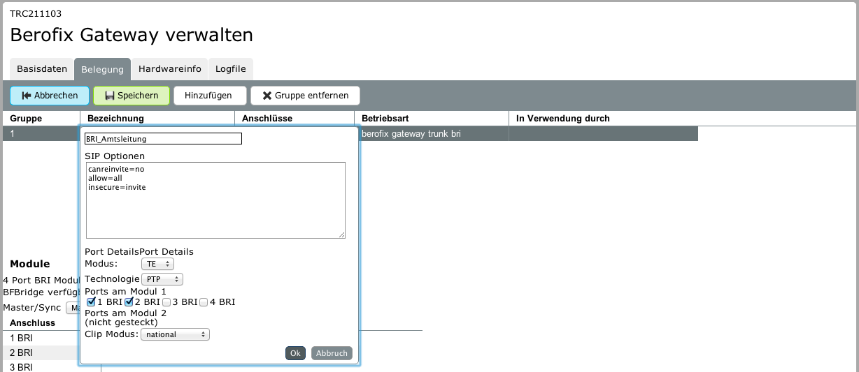 Screenshot - ISDN-Amt hinzufügen im Detail