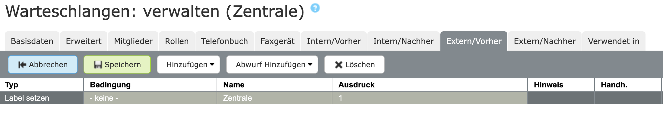 Anruf Label im Team setzen