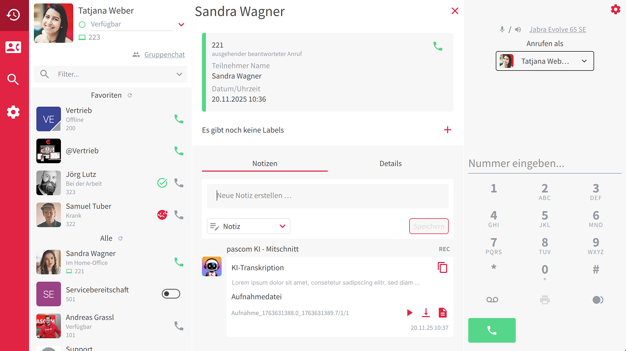 KI-Transkription einer Gesprächsaufzeichnung