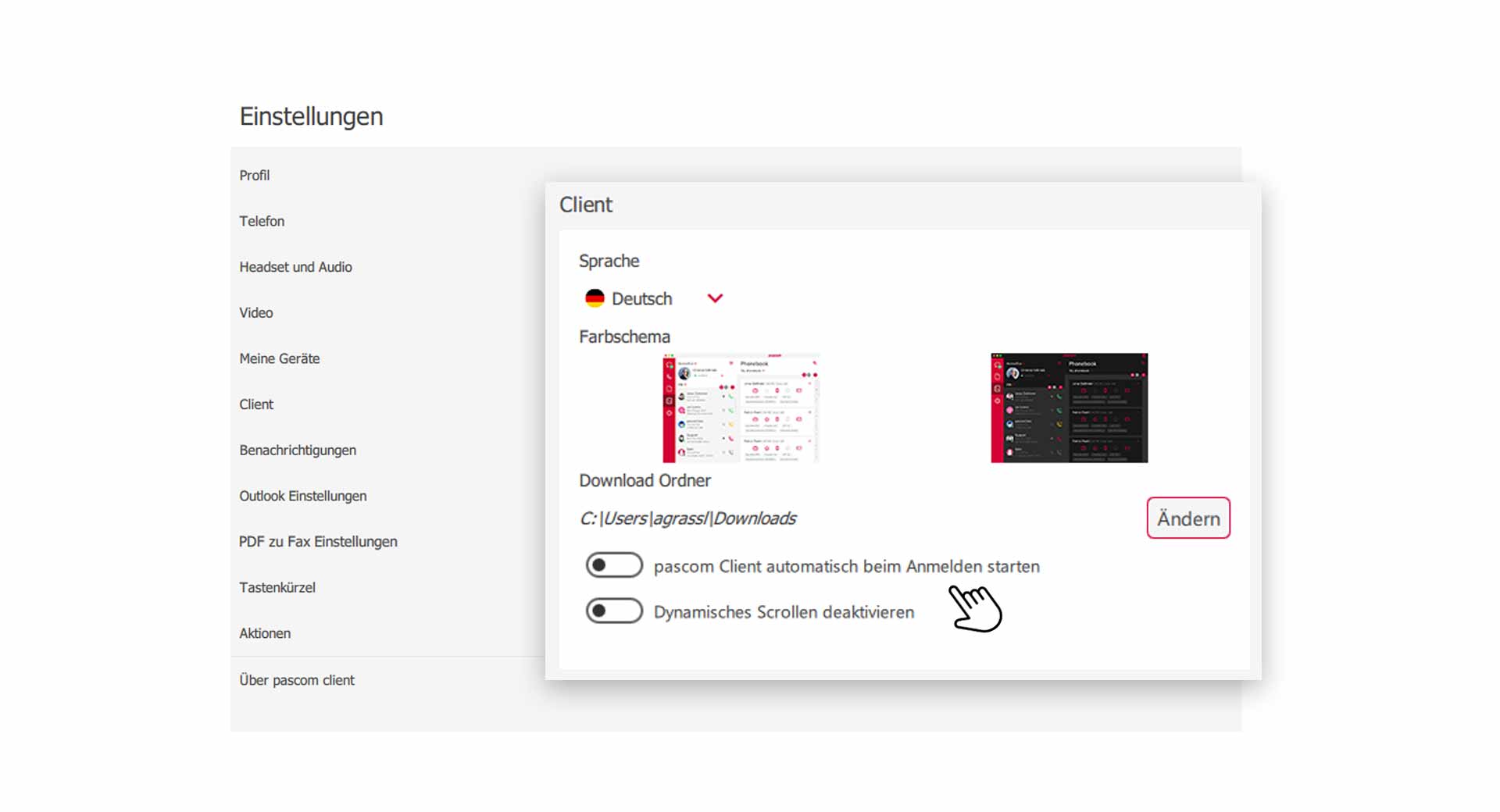 pascom Client automatisch starten