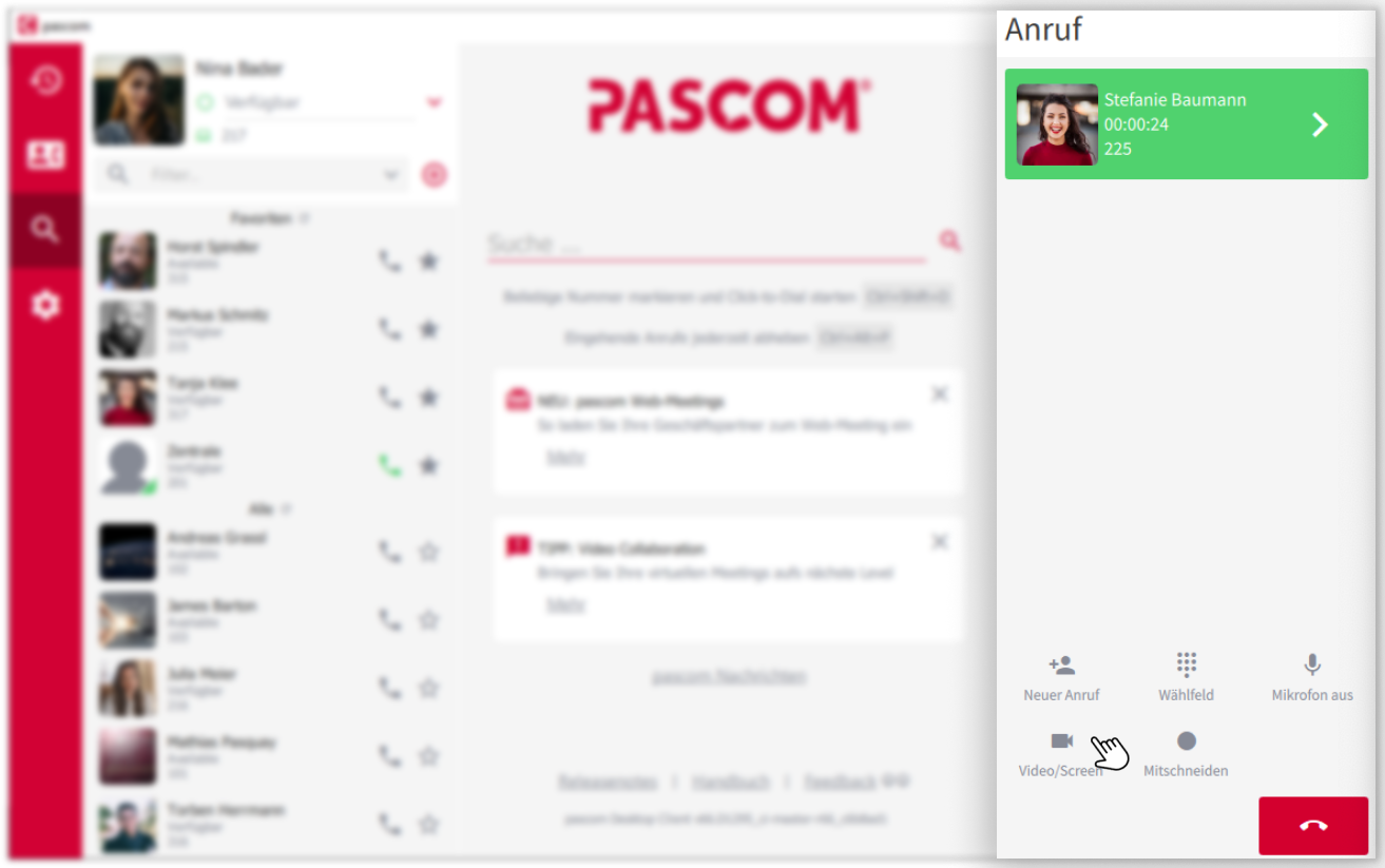 Video-Telefonie mit Kollegen starten