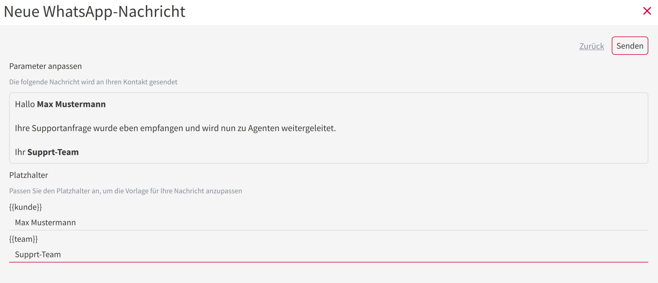Parameter ausfüllen