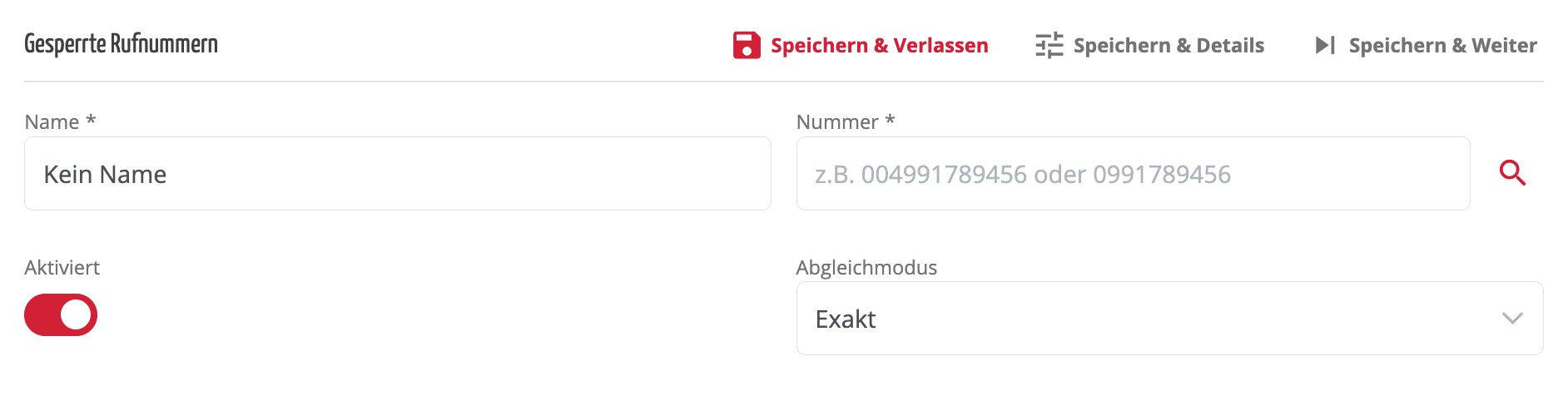 Neue Rufnummer sperren