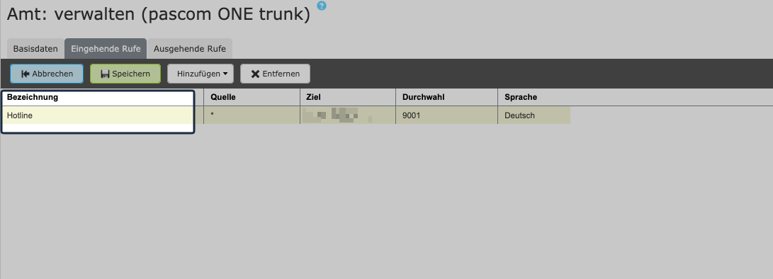Bezeichnung der Rufrelgel wird in das Label übernommen