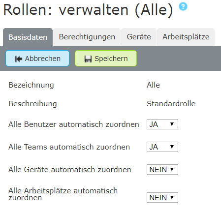 Berechtigungen Basiseinstellungen