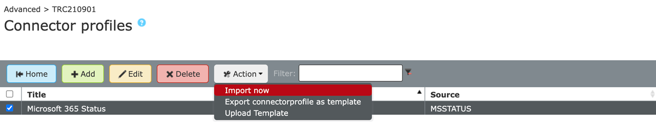 Microsoft 365 Status manual import