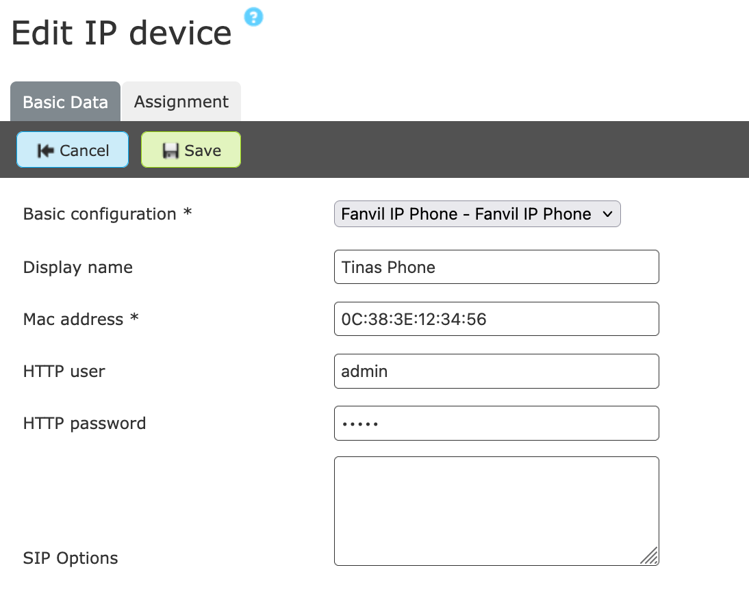 Set up new Fanvil endpoint