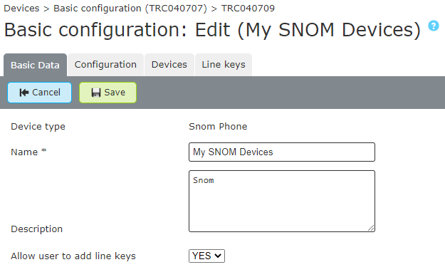 SNOM Base Settings