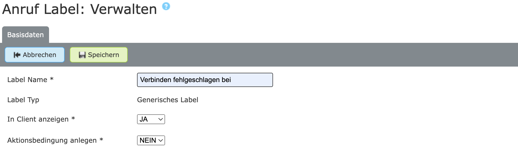 Neues Label anlegen