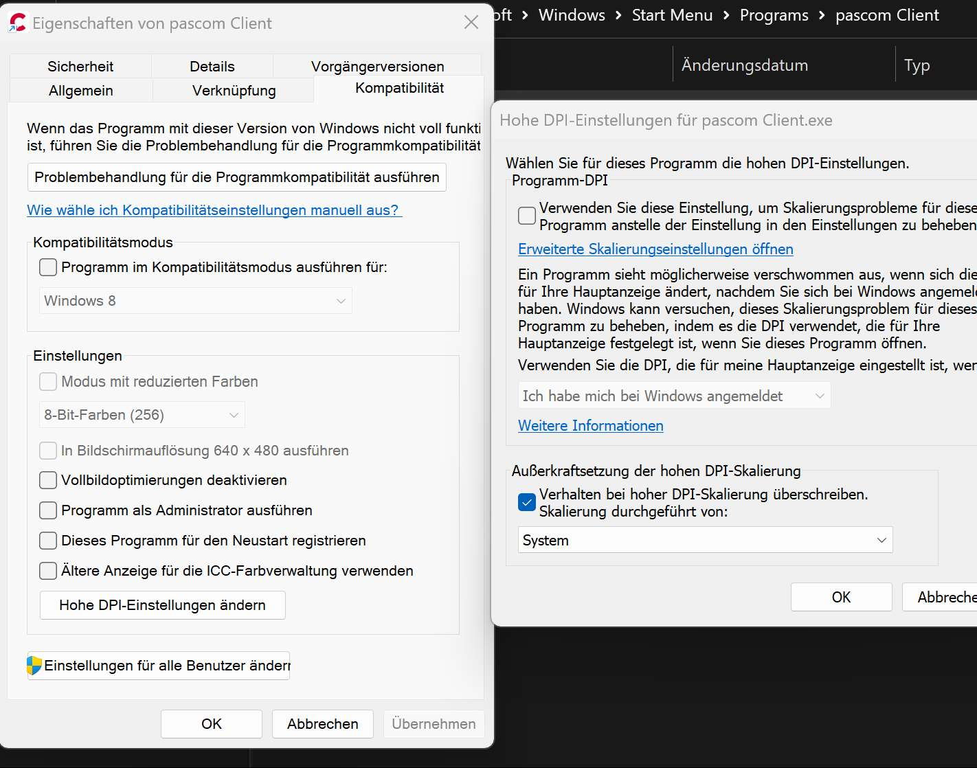 Override High DPI Settings