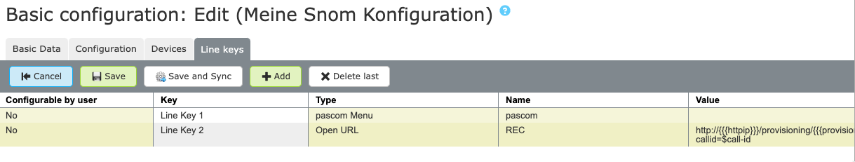 configure line key