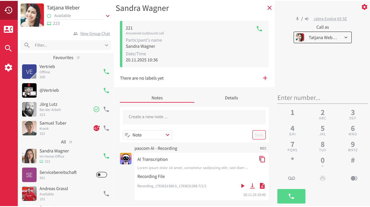 AI Transcription of a Call Recording