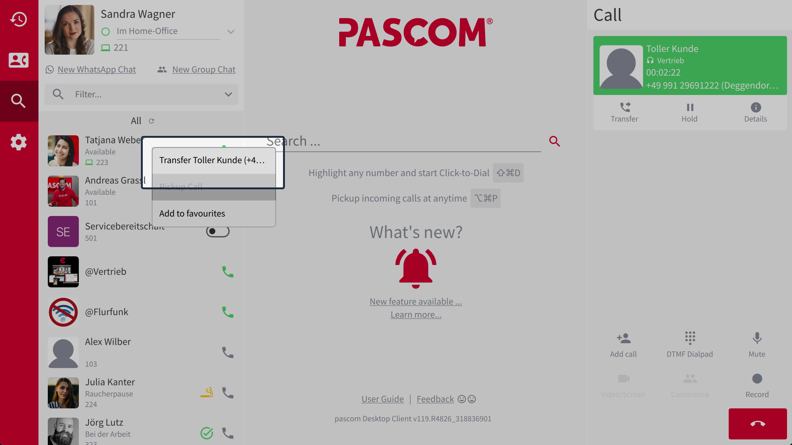 Blind Transfer via Contact List