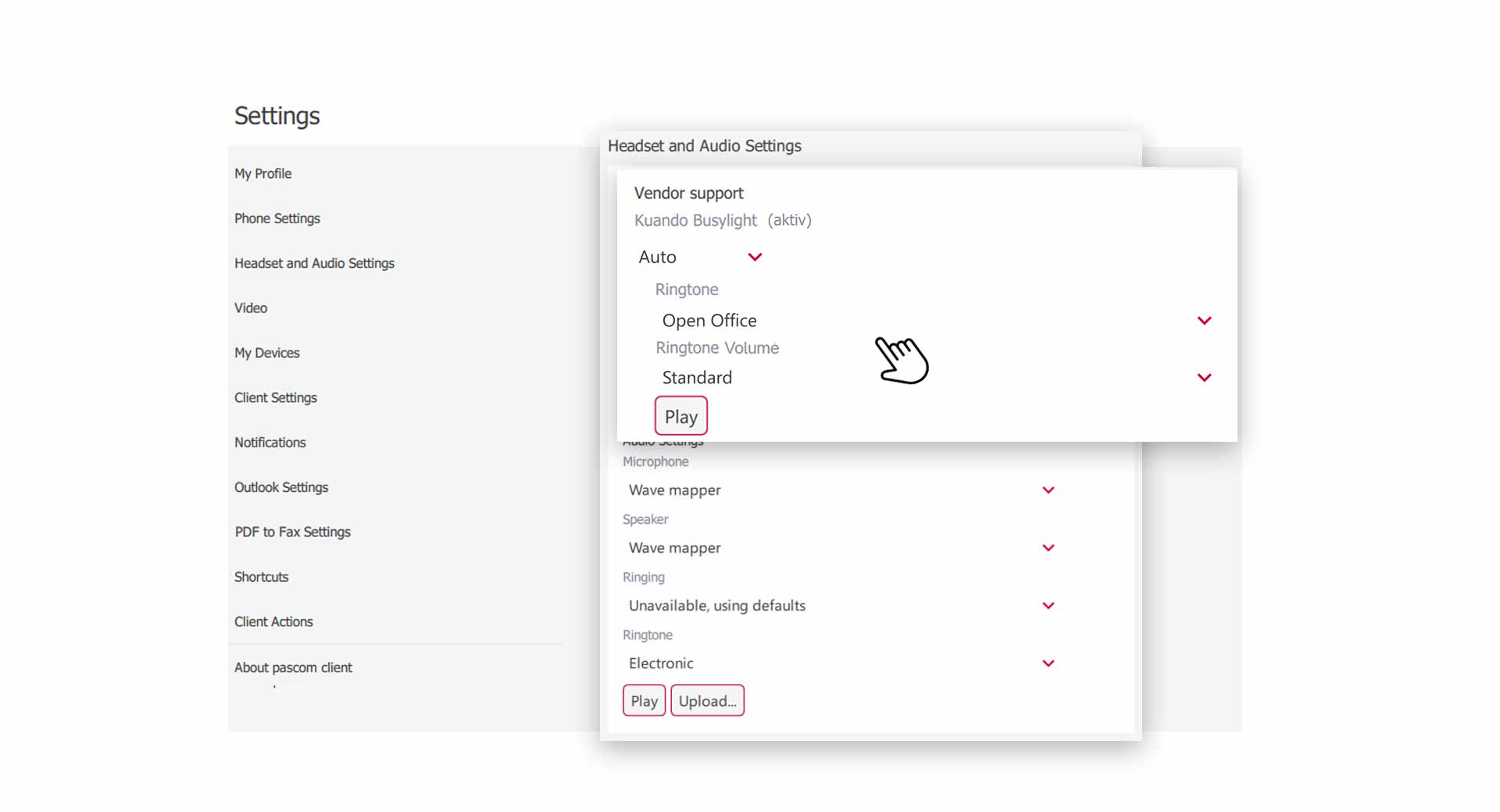 Kuando Busylight Audio Settings