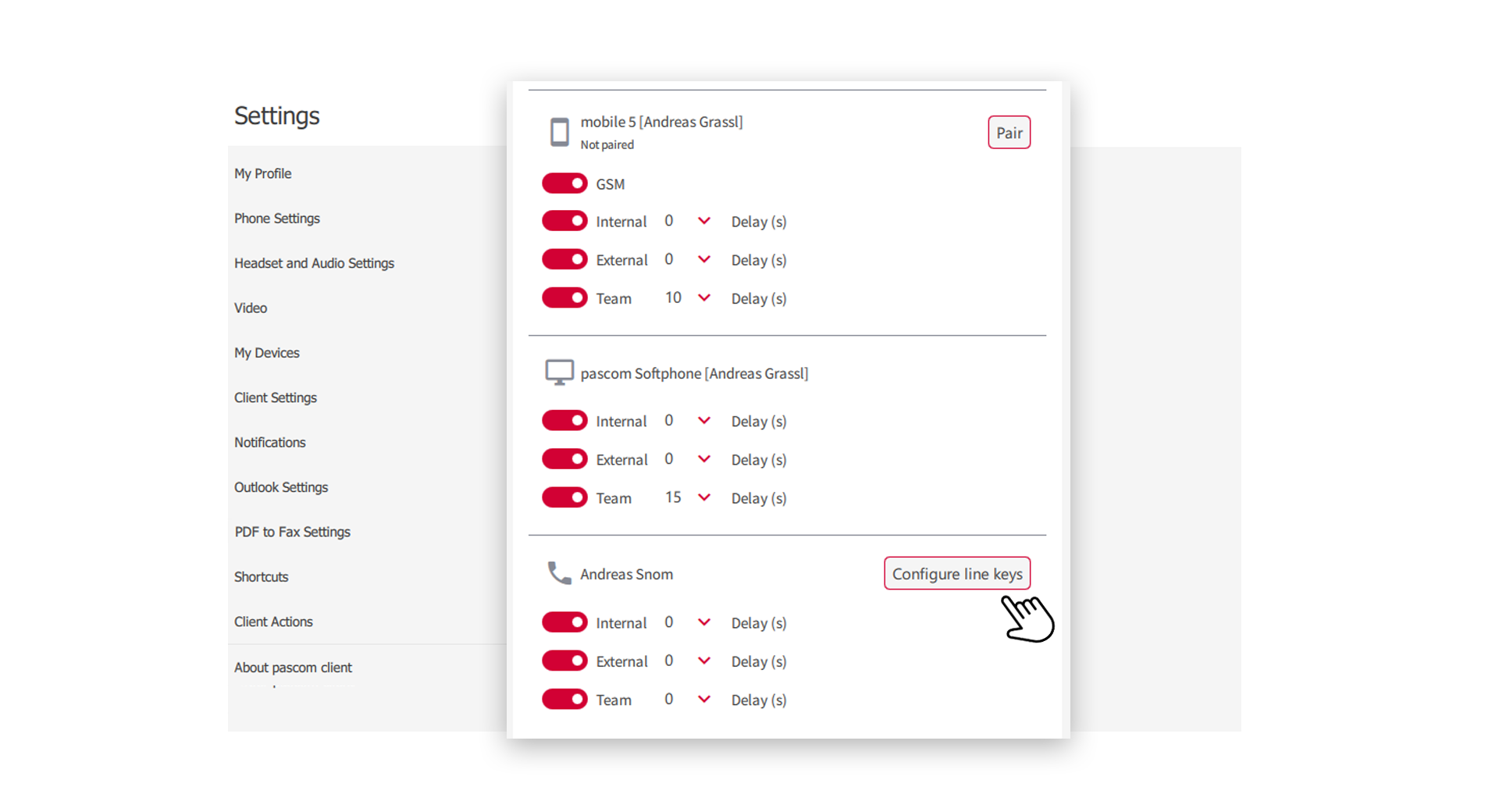 Create new Line Key Configuration