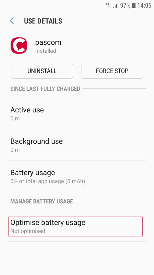 Deactivate pascom battery optimization