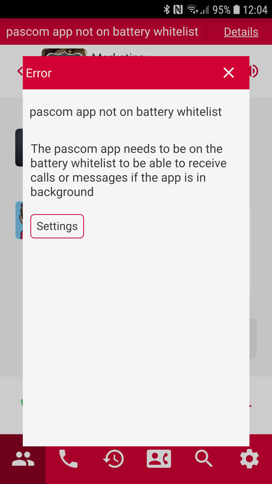 pascom energy optimisation notification details