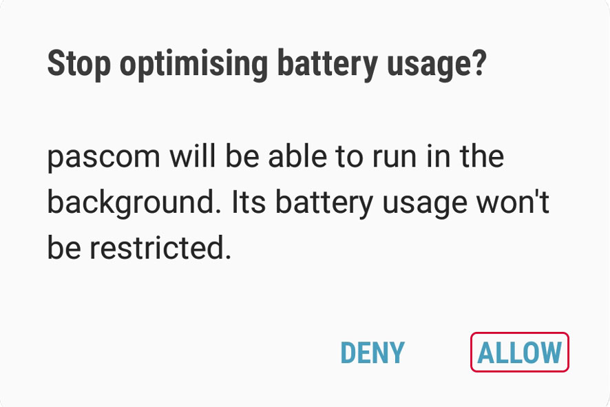 pascom App battery usage optimisation