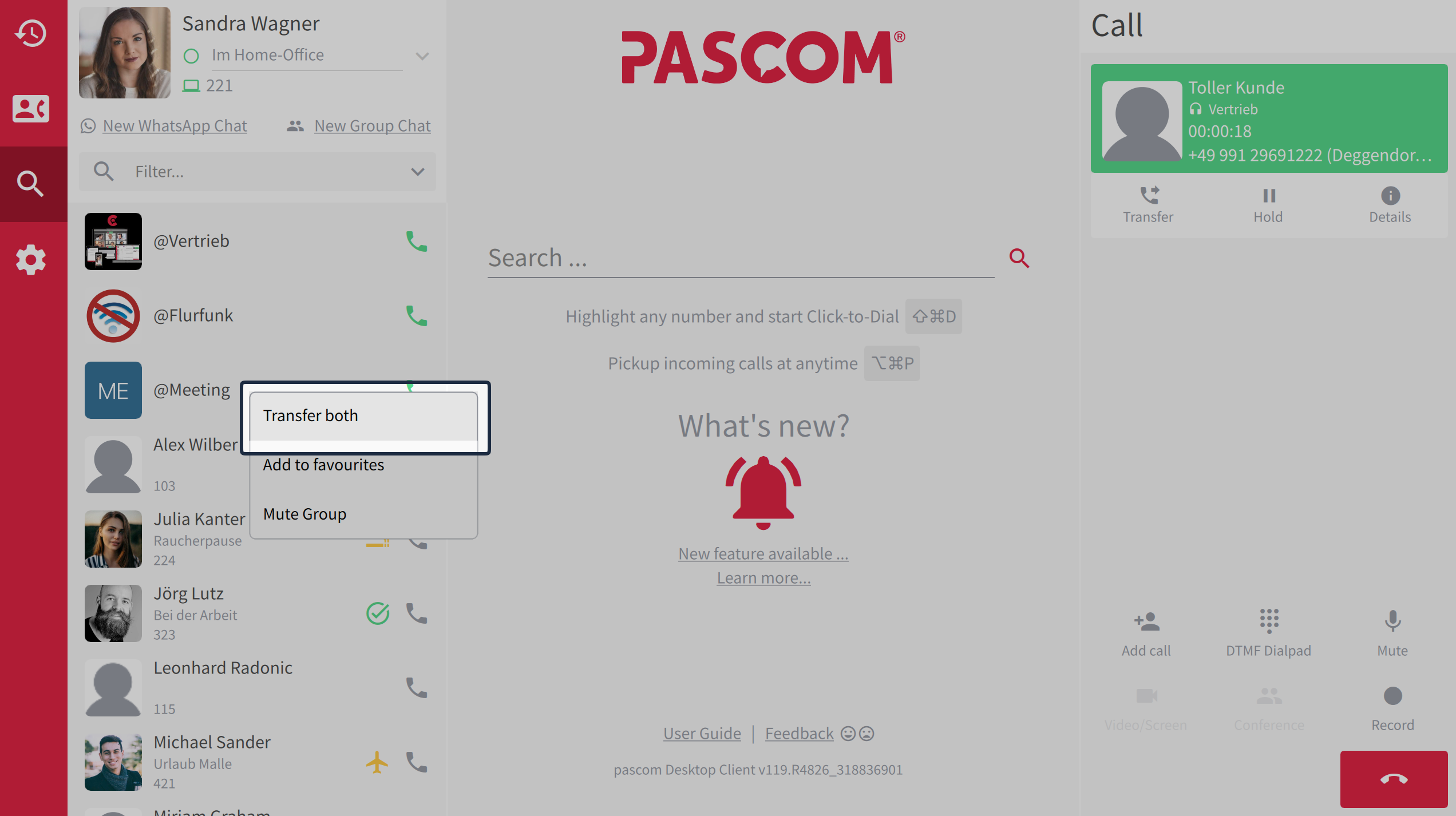 Start conference via context menu