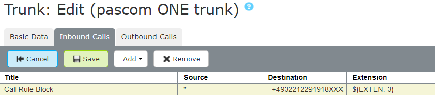 callrule for call number block