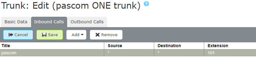 pascom cloud default incoming call rule