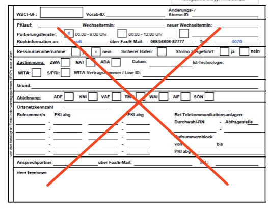 Lower section of the porting form