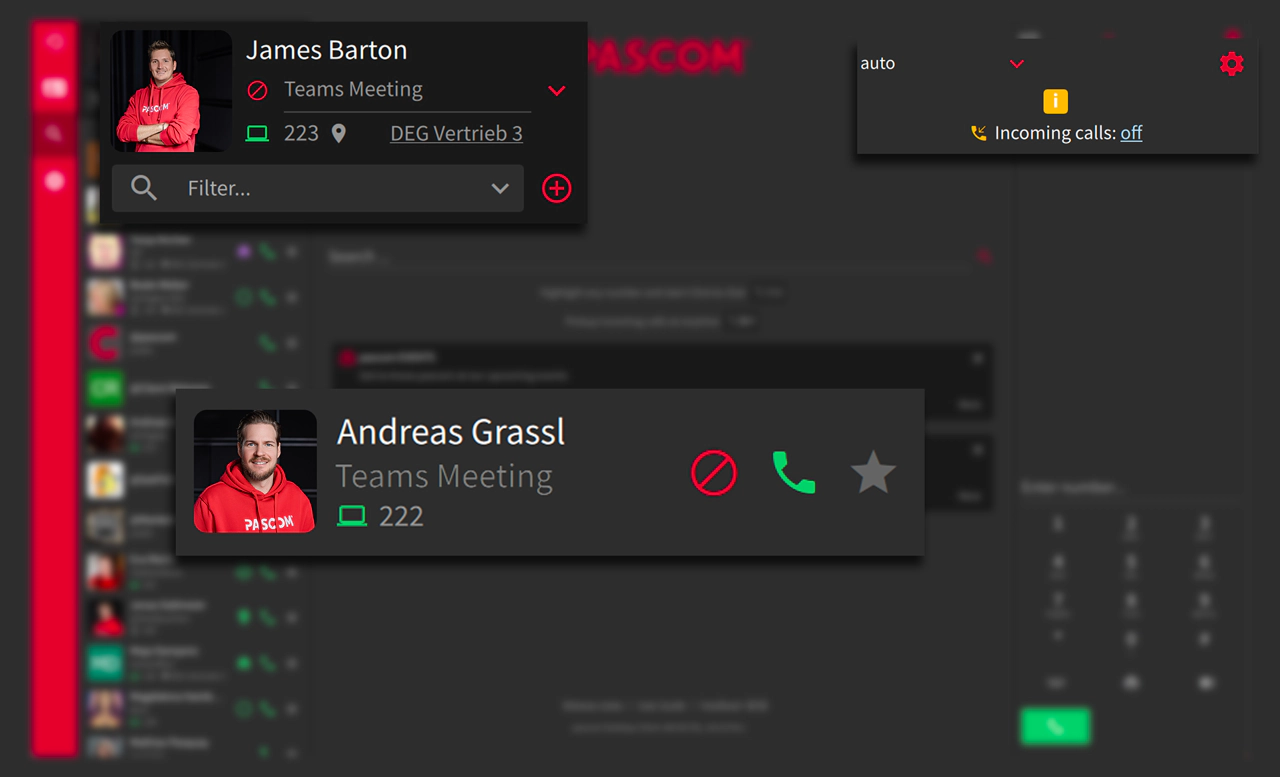 Image - pascom desktop app MS Teams Meeting Profile