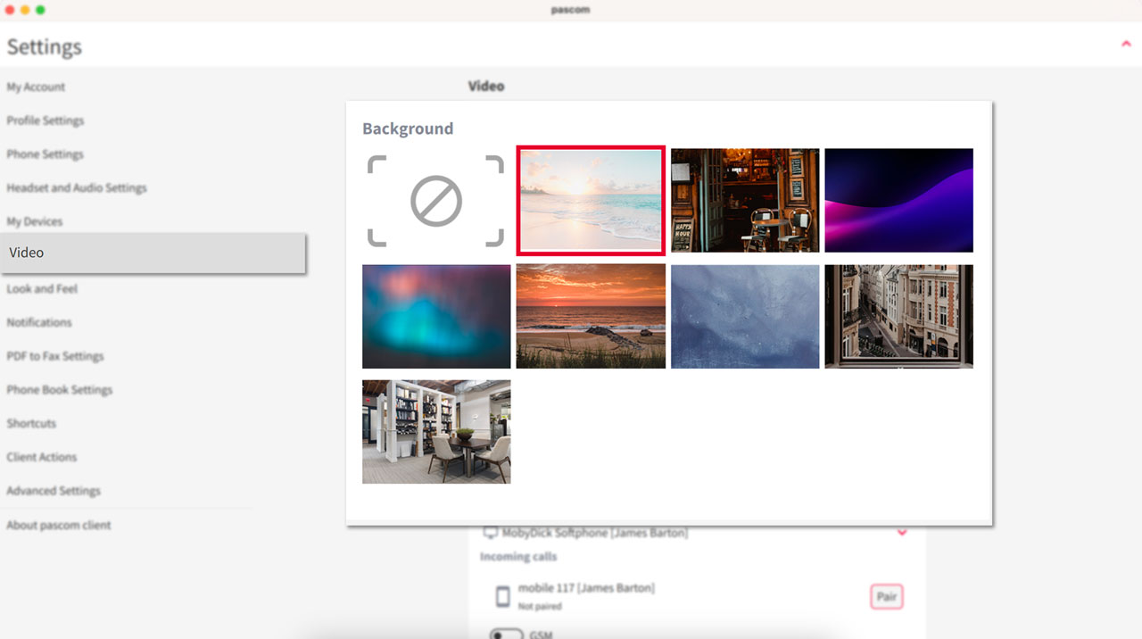 New PASCOM virtual meeting video conferencing background feature