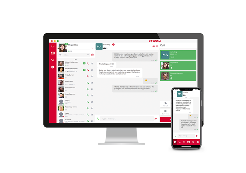 PASCOM phone system team messaging