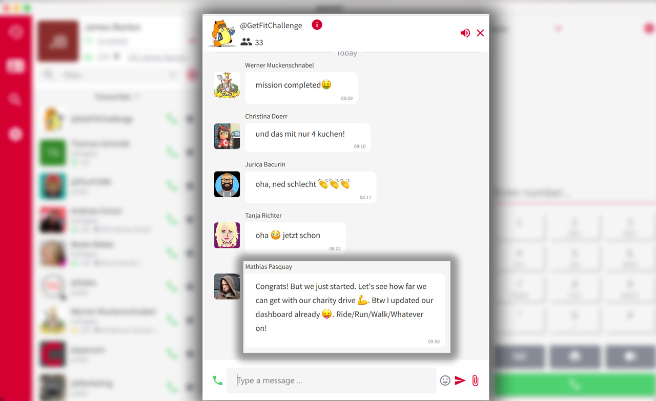 PASCOM Chat Get Fit Challenge