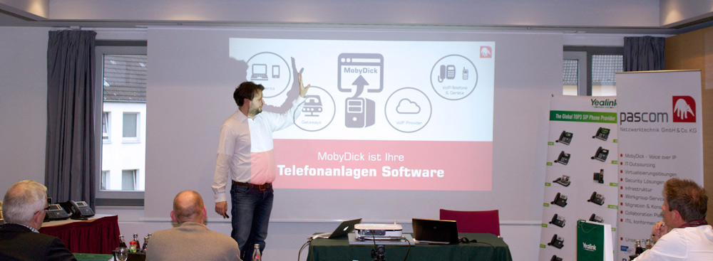 Mathias Pasquay, PASCOM CEO, introducing pascom