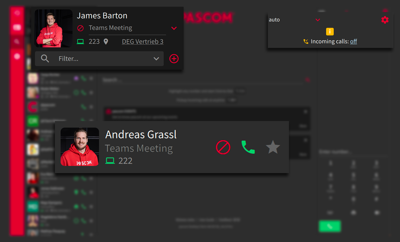 Image - PASCOM desktop app MS Teams Meeting Profile
