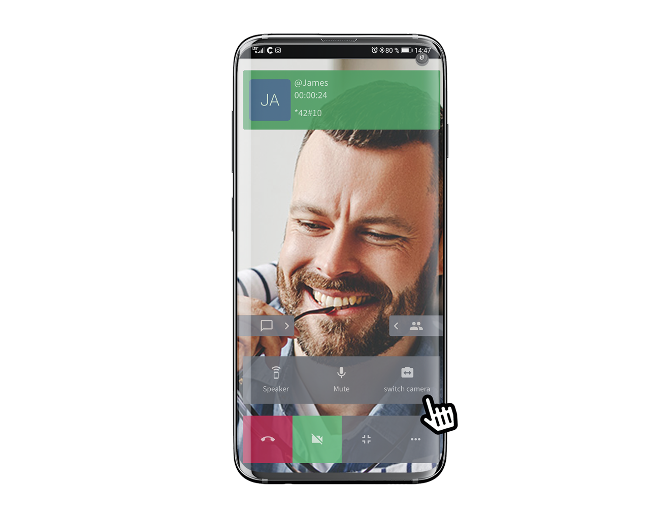PASCOM Mobile UC app Kamera umschalten