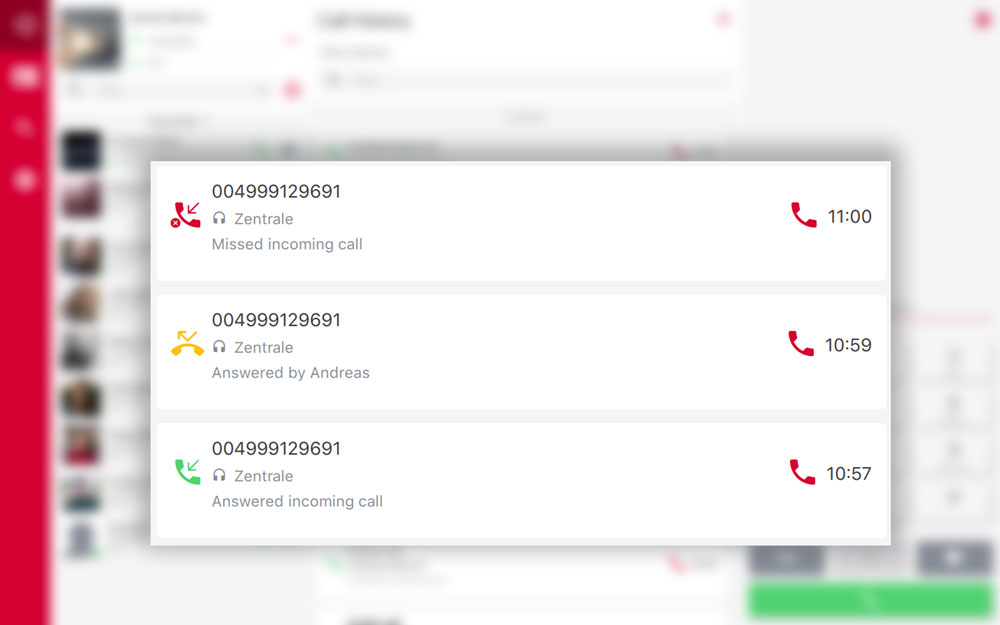 PASCOM Team Call logs