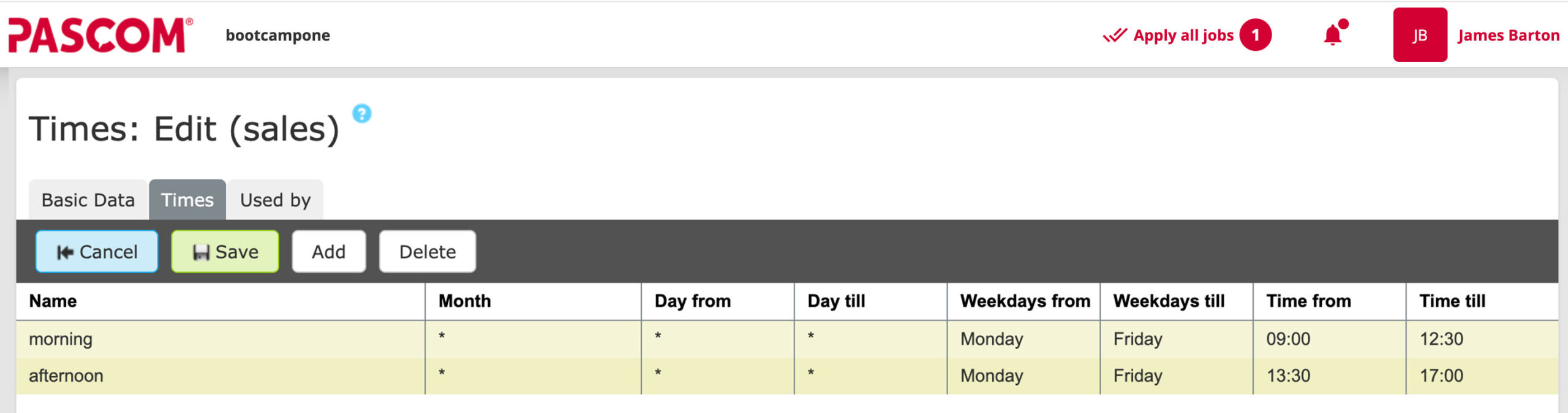 Team specific Time-of-Day Call Routing time conditions