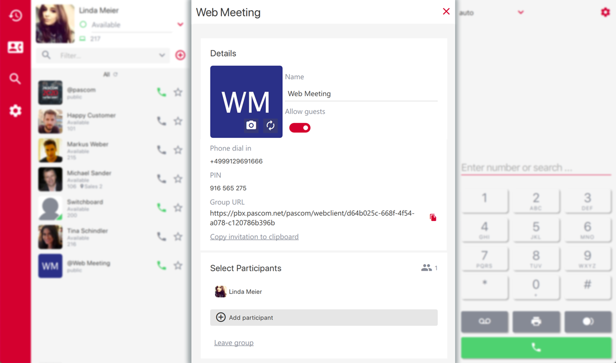 PASCOM Webmeeting Setup