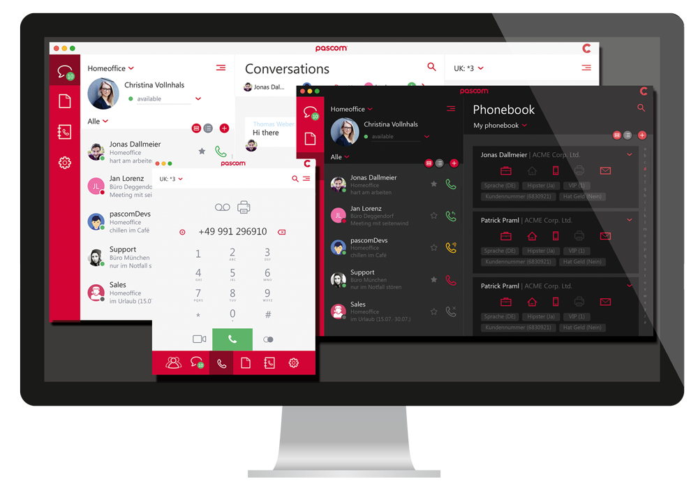 PASCOM 16 responsive desktop screen