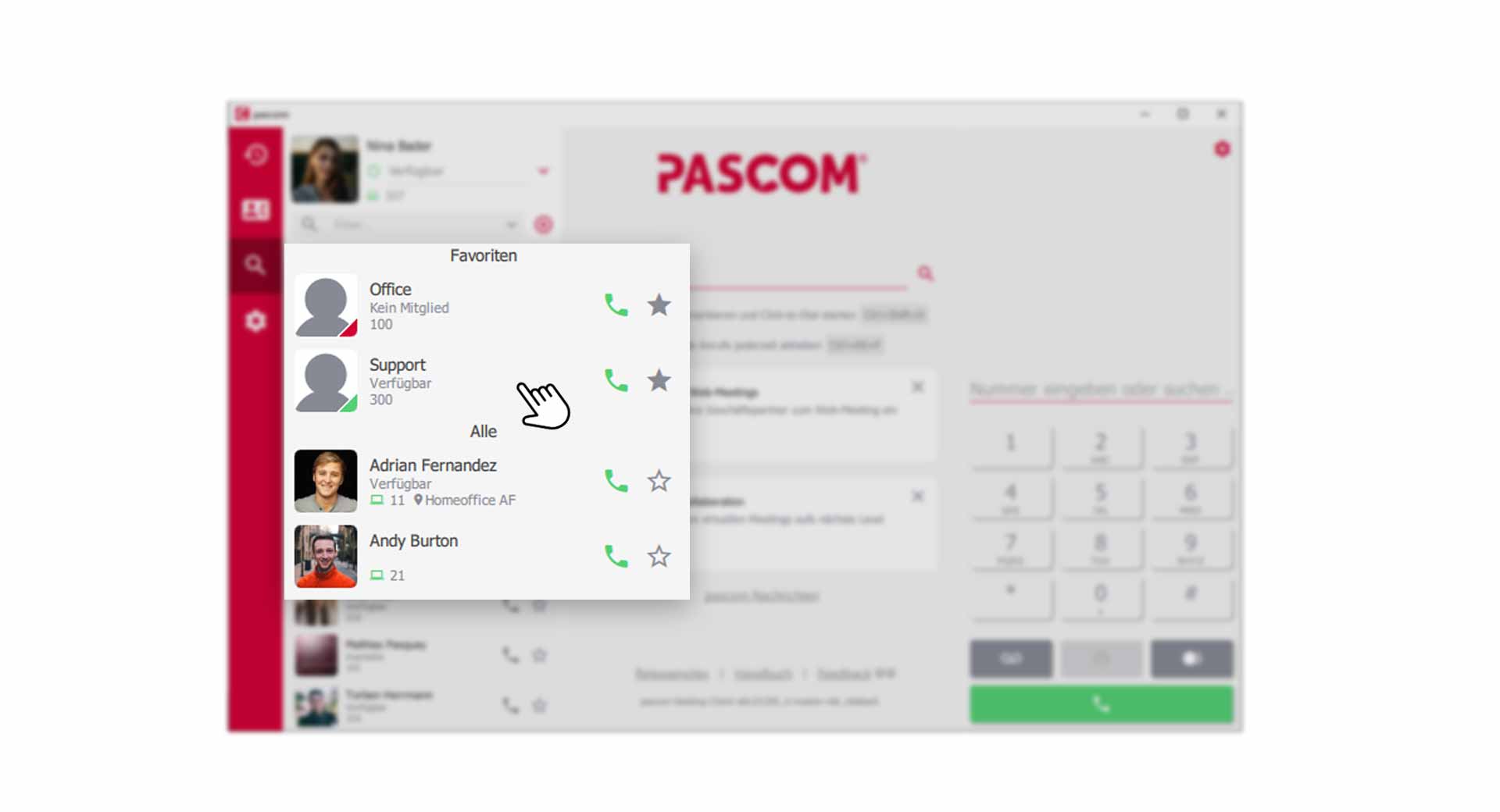 pascom Team öffnen